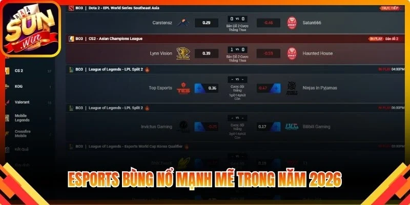 Esports bùng nổ mạnh mẽ trong năm 2026